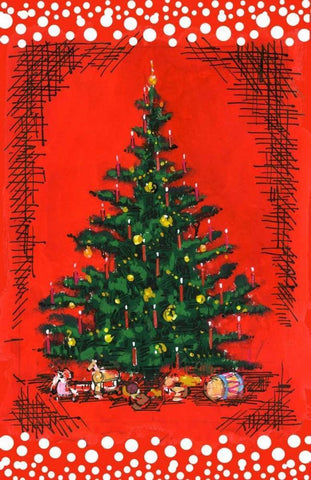 Xmas Tree White Modern Wood Framed Art Print with Double Matting by Biscardi, Nicholas