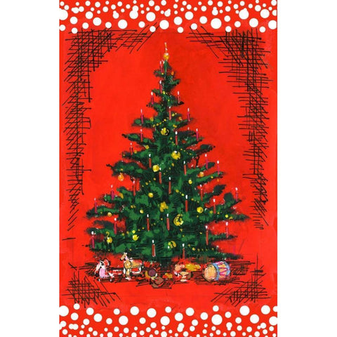 Xmas Tree Black Modern Wood Framed Art Print with Double Matting by Biscardi, Nicholas