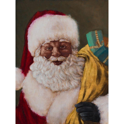 African American Saint Nick Arrives Gold Ornate Wood Framed Art Print with Double Matting by Johnson, Walt