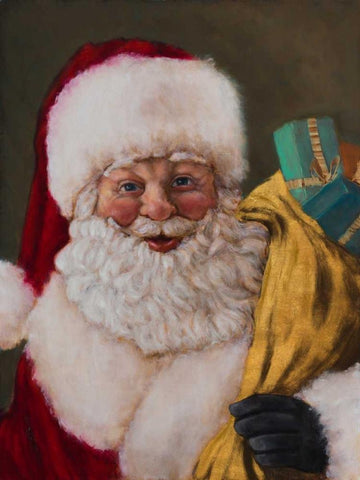 Jolly Saint Nick White Modern Wood Framed Art Print with Double Matting by Johnson, Walt