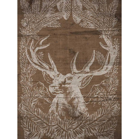Holiday Deer Black Modern Wood Framed Art Print with Double Matting by SD Graphics Studio