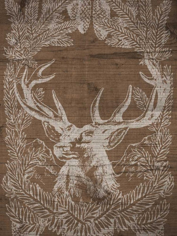 Holiday Deer Black Ornate Wood Framed Art Print with Double Matting by SD Graphics Studio