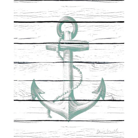 Anchor on Wood Gold Ornate Wood Framed Art Print with Double Matting by Loreth, Lanie