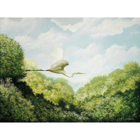 Egret Black Modern Wood Framed Art Print by Nawrocke, Bruce