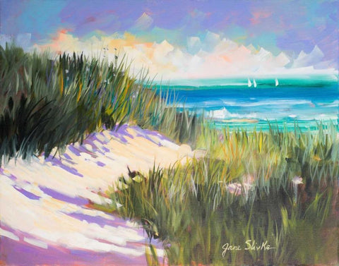Seagrass Shore White Modern Wood Framed Art Print with Double Matting by Slivka, Jane