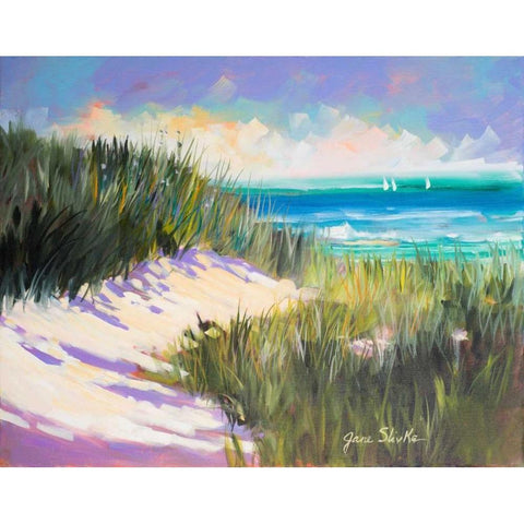 Seagrass Shore White Modern Wood Framed Art Print by Slivka, Jane