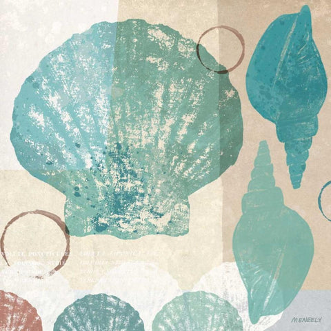 Shell Collage I Black Modern Wood Framed Art Print by Meneely, Dan