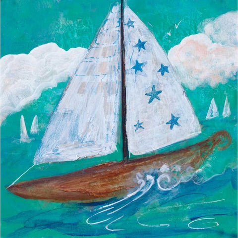Regatta Winds IV Gold Ornate Wood Framed Art Print with Double Matting by Maria, Robin
