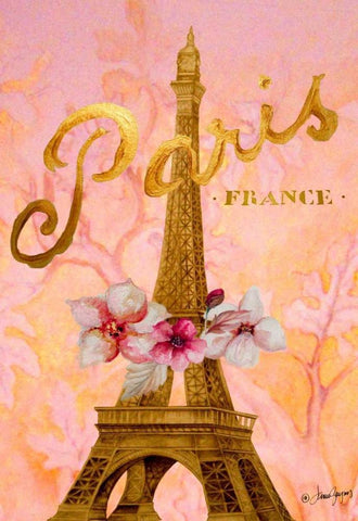 Gold Paris Eiffel Panel Black Ornate Wood Framed Art Print with Double Matting by Gaynor, Janice