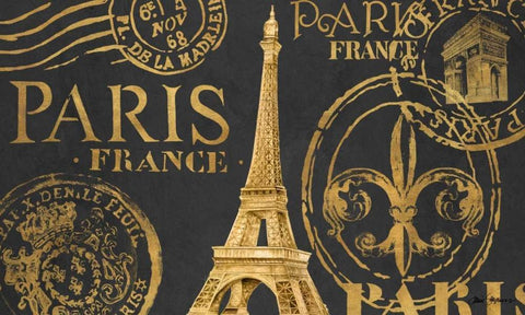 Letters from Paris II Black Ornate Wood Framed Art Print with Double Matting by Gaynor, Janice
