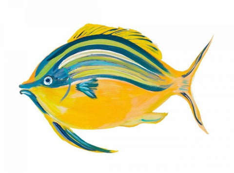 Fishy III Black Ornate Wood Framed Art Print with Double Matting by DeRice, Julie