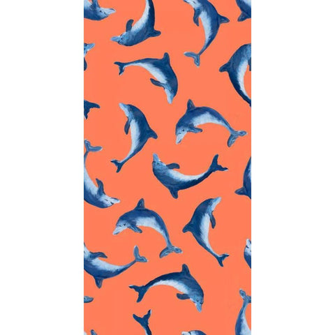 Soaring Dolphin Pattern White Modern Wood Framed Art Print by DeRice, Julie