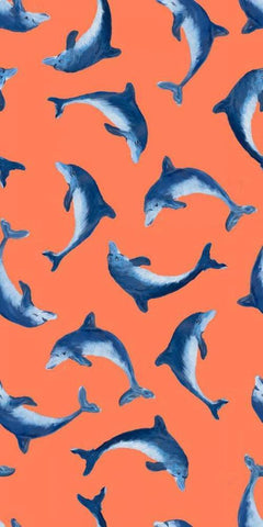Soaring Dolphin Pattern White Modern Wood Framed Art Print with Double Matting by DeRice, Julie