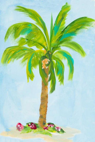 Palm Days I Black Ornate Wood Framed Art Print with Double Matting by DeRice, Julie