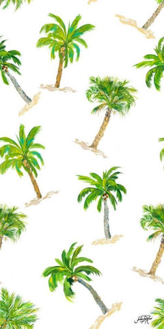 Toss Palm Pattern White Modern Wood Framed Art Print with Double Matting by DeRice, Julie
