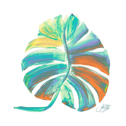 Punchy Giant Palm Leaf White Modern Wood Framed Art Print with Double Matting by DeRice, Julie