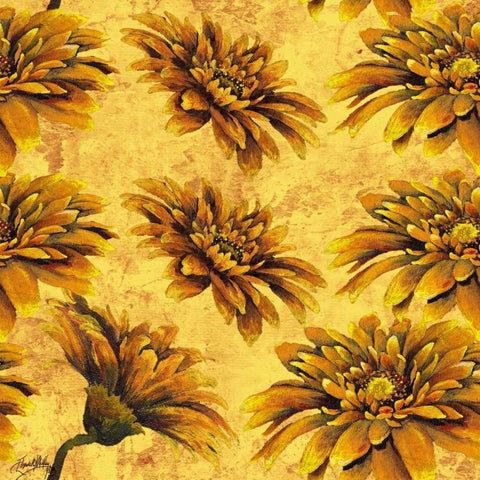 Yellow Floral Pattern I Black Modern Wood Framed Art Print with Double Matting by Medley, Elizabeth