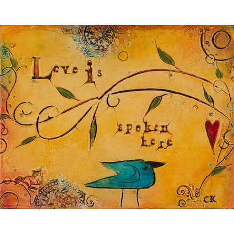 Love is Spoken Here Black Modern Wood Framed Art Print by Kinnison, Carolyn