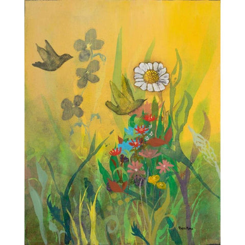 Waking Up with Sunshine White Modern Wood Framed Art Print by Maria, Robin