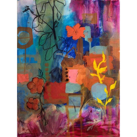 Bloom Where You Are Black Modern Wood Framed Art Print by Maria, Robin