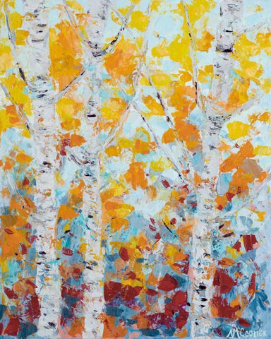 Aspen October I White Modern Wood Framed Art Print with Double Matting by Coolick, Ann Marie