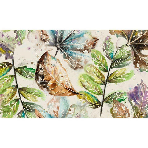 Global Leaves Rectangle Gold Ornate Wood Framed Art Print with Double Matting by Pinto, Patricia