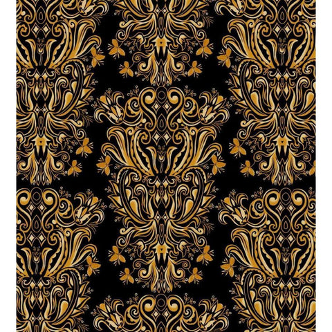 Damask I Black Modern Wood Framed Art Print with Double Matting by Biscardi, Nicholas