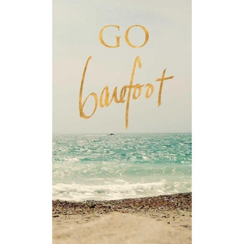 Go Barefoot Beach Gold Ornate Wood Framed Art Print with Double Matting by Gardner, Sarah