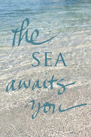 Sea Awaits You White Modern Wood Framed Art Print with Double Matting by Gardner, Sarah