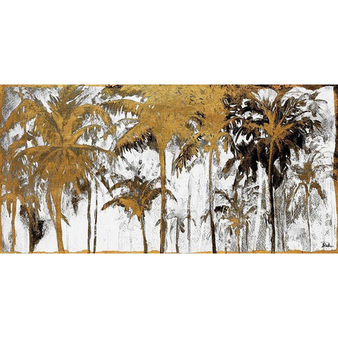 Luxe Palms I Black Modern Wood Framed Art Print with Double Matting by Pinto, Patricia