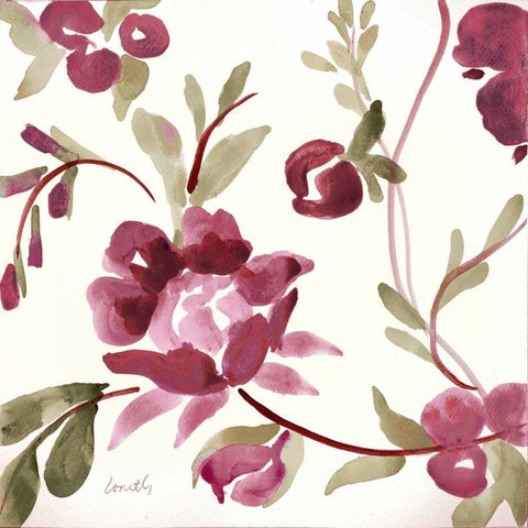 French Floral in Marsala White Modern Wood Framed Art Print by Loreth, Lanie