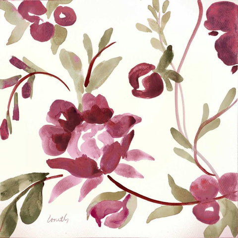 French Floral in Marsala White Modern Wood Framed Art Print with Double Matting by Loreth, Lanie