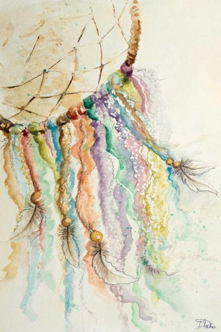 Dream Catcher I Black Ornate Wood Framed Art Print with Double Matting by Pinto, Patricia