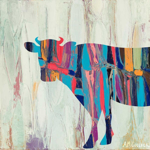 Rhizome Cow Black Modern Wood Framed Art Print with Double Matting by Coolick, Ann Marie