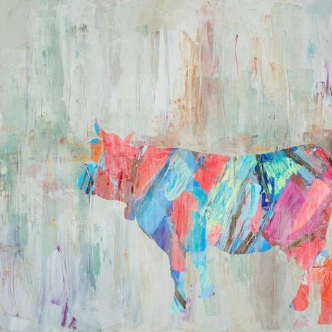 Muted Rhizome Cow Gold Ornate Wood Framed Art Print with Double Matting by Coolick, Ann Marie