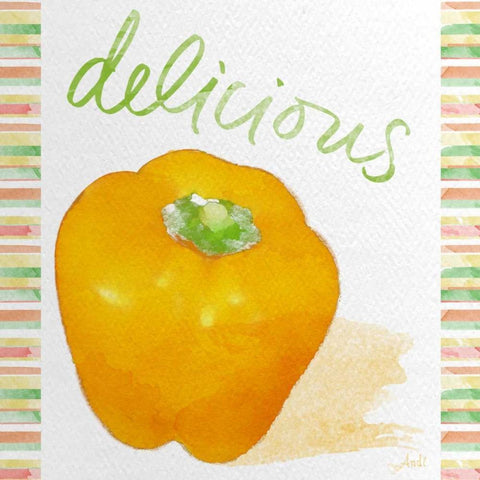 Watercolor Pepper I Black Modern Wood Framed Art Print by Metz, Andi