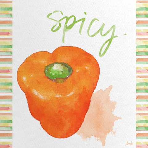 Watercolor Pepper II Black Modern Wood Framed Art Print with Double Matting by Metz, Andi