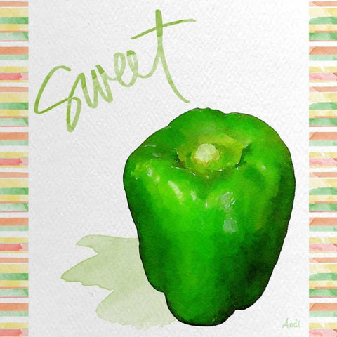 Watercolor Pepper III Black Modern Wood Framed Art Print with Double Matting by Metz, Andi