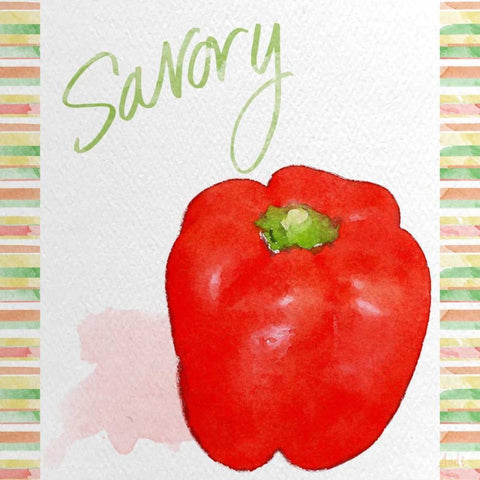 Watercolor Pepper IV Black Ornate Wood Framed Art Print with Double Matting by Metz, Andi