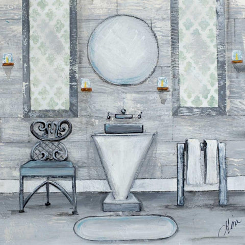 Grey Bath I White Modern Wood Framed Art Print by Ritter, Gina