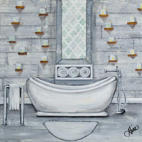 Grey Bath II White Modern Wood Framed Art Print by Ritter, Gina