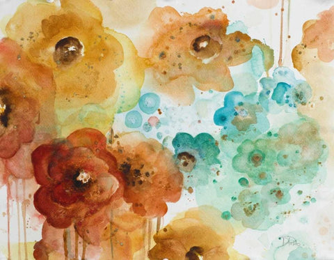 Mis Flores I Black Ornate Wood Framed Art Print with Double Matting by Pinto, Patricia