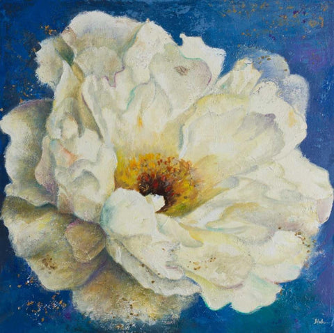 Zuzu Peony I White Modern Wood Framed Art Print with Double Matting by Pinto, Patricia