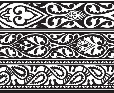 Arabic Design White Modern Wood Framed Art Print with Double Matting by Biscardi, Nicholas