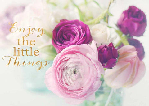 Enjoy the little things Black Ornate Wood Framed Art Print with Double Matting by Gardner, Sarah