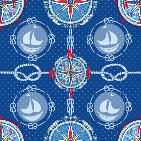 Nautical Navigation Pattern IV White Modern Wood Framed Art Print with Double Matting by Metz, Andi
