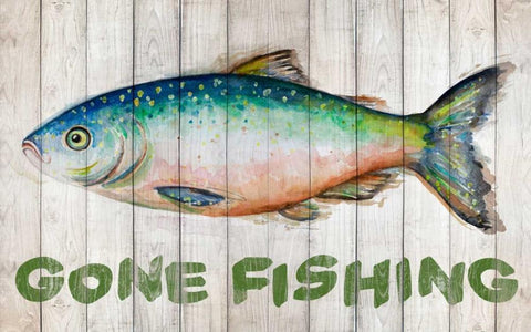 Watercolor Fish on Wood I Black Ornate Wood Framed Art Print with Double Matting by Pinto, Patricia
