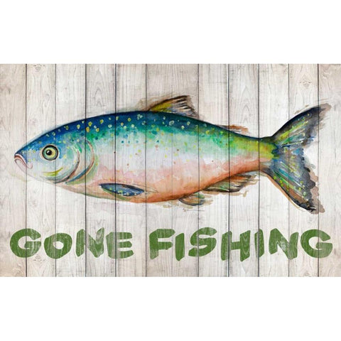 Watercolor Fish on Wood I Black Modern Wood Framed Art Print with Double Matting by Pinto, Patricia
