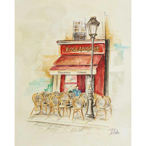 Cafe Du Paris I Gold Ornate Wood Framed Art Print with Double Matting by Pinto, Patricia