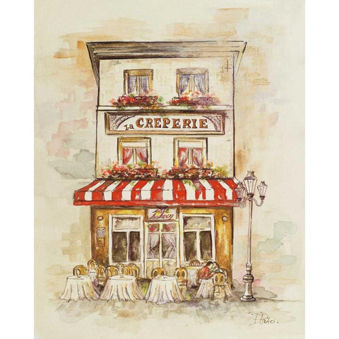 Cafe Du Paris II Gold Ornate Wood Framed Art Print with Double Matting by Pinto, Patricia